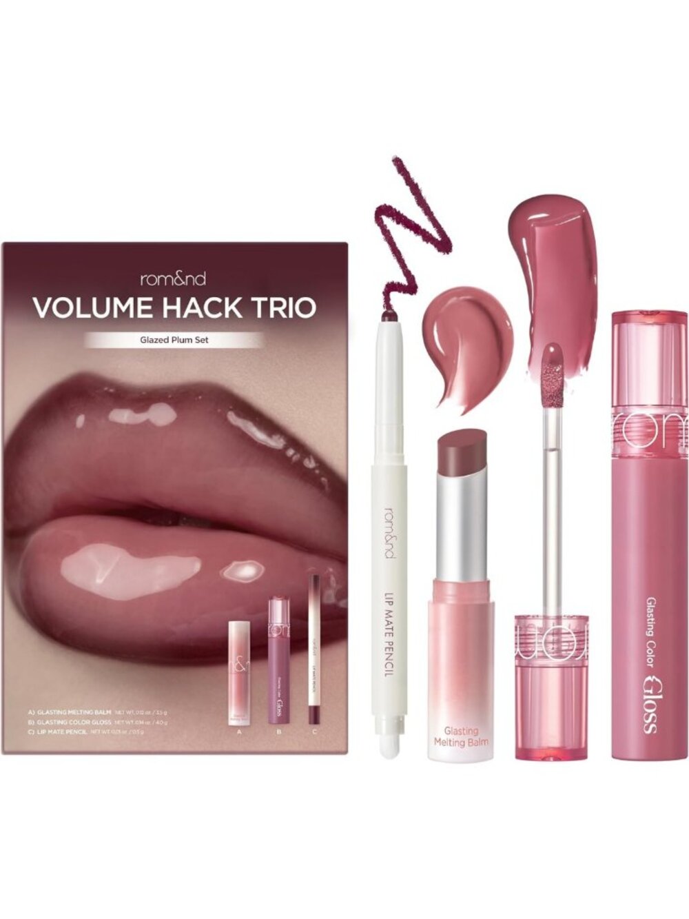 Plumping Lip Kit Trio | 3-Step Volume Hack Set | Glazed Plum Lip Gloss & Balm